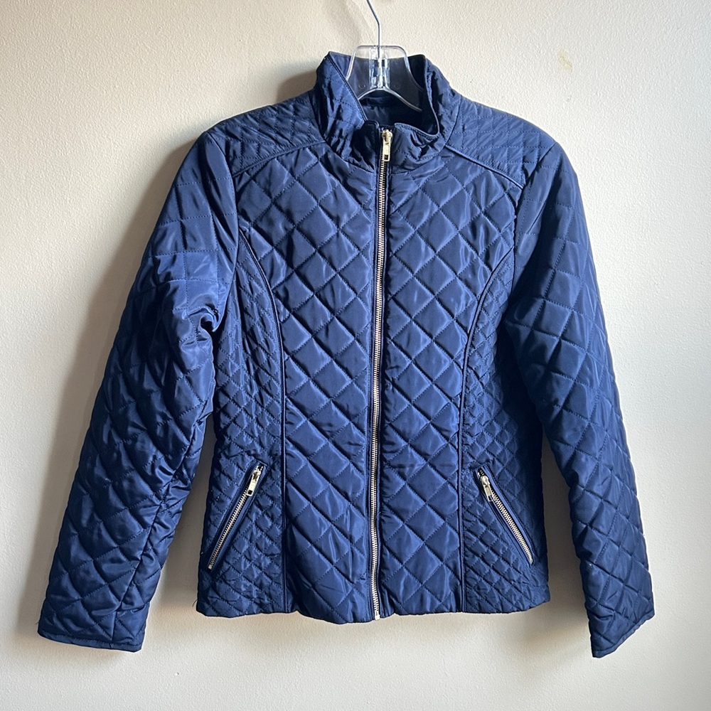 H&M Blue Quilted Puffer Size 14 Youth Women’s Small Mid Weight Jacket Coat